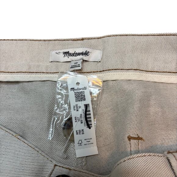 Madewell Dean Easy Straight Linen Blend Pants Bone Cuffed Size 30 - Picture 9 of 10